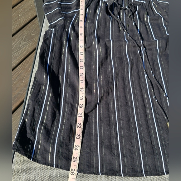 Ann Taylor Metallic Stripe Tie Neck Blouse, Size L, EUC - Picture 3 of 8